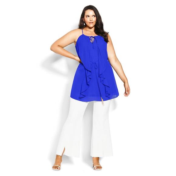 City Chic Waterfall Tunic in Cobalt - Picture 5 of 9